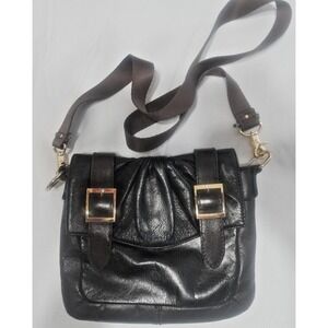 Kate Landry Brown Leather Handbag Black Gold Brown School Bag Strap Crossbody Sm